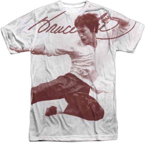 Bruce Lee Martial Arts Icon Flying Side Snap Kick Adult 2-Sided Print T-Shirt Small,White in Saudi Arabia