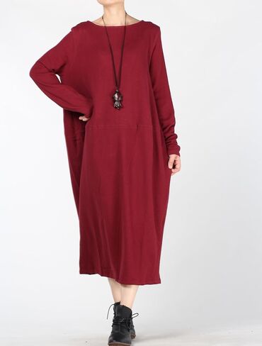 Mordenmiss Women's Knit Sweater Dress Long Sleeve Baggy Shift Pullovers in Kuwait