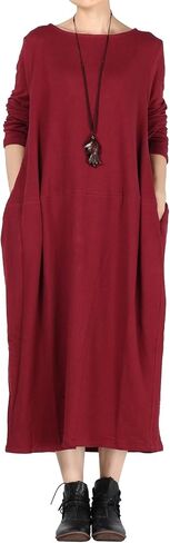 Mordenmiss Women's Knit Sweater Dress Long Sleeve Baggy Shift Pullovers in Kuwait