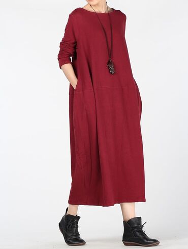 Mordenmiss Women's Knit Sweater Dress Long Sleeve Baggy Shift Pullovers in Kuwait