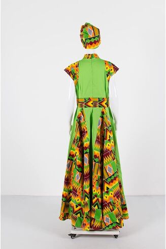 African Dresses for Women Party Dress Sleeveless Maxi Dress Plus Size with Head Scarf in Kuwait