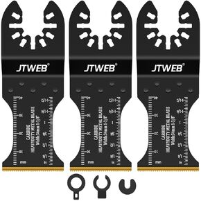 JTWEB Carbide Oscillating Saw Blades, Carbide Oscillating Tool Blades Multitool Blades Universal Multi Tool Blades Kits for Hard Material, Hardened Metal, Steel Nails, Bolts, Screws, Fit Dremel Dewalt