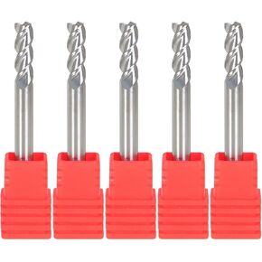 findmall 5Pcs 3/8 Inch Helix Carbide End Mill 3 Flute 1 Inch Length of Cut Fit for Aluminum Cut Non-Ferrous Metal Upcut CNC Spiral Router Bit in Kuwait