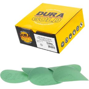 Dura-Gold Premium 5" Green Film Sanding Discs - 600 Grit (Box of 50) - Hook & Loop Backing Sandpaper Discs for DA Sanders, Finishing Fine Cut Abrasive - Sand Automotive Car Paint, Woodworking Wood