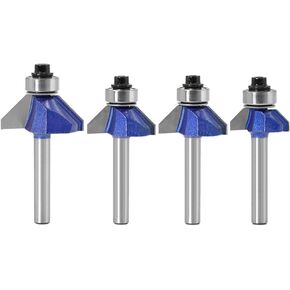 Yakamoz Industrial Grade 1/4-Inch Shank 90 Degree V Groove Router Bit Set CNC Engraving V Grooving Bit Cutter for 3D Signmaking Lettering Carving Woodworking Tool, Cutting Dia. 1/4", 5/16", 3/8", 1/2" in Kuwait