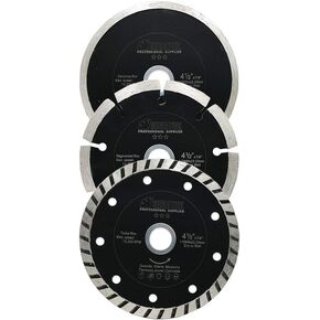 SHDIATOOL 3 Pieces 4-1/2 Inch Diamond Saw Blades Cutting Discs Set for 7/8" or 5/8" Arbor