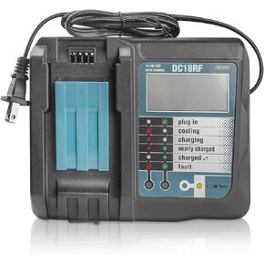 DC18RC 18V Battery Super Fast Charger for Makita 14.4V-18V Lithium Battery BL1415 BL1430 BL1450 BL1440 DC18RD DC18RC DC18RA DC18SF DC18SD 194065-3 194066-1 DA340DRF BDF343 with LED Screen, USB Port in Kuwait