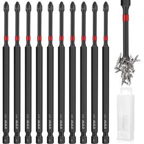 SuSuMu Stronger Magnetic Phillips Bit 2 Impact CNC Phillips Head Drill Tips 3 Inch PH2 Driver Bit Set S2 Steel 10PCSMagnetic Anti Slip Screwdriver Bit Set with Magnetizer Demagnetizer and Box