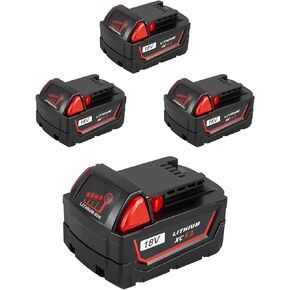 4 عبوات بديلة من Bslite لبطارية Milwaukee M18 6.0Ah 48-11-1862 متوافقة مع أدوات بطارية Milwaukee 18V والشاحن (أسود) in Kuwait