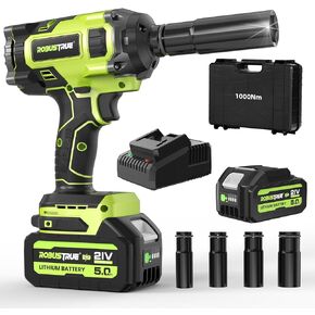 مفتاح ربط تأثير لاسلكي قوي 1/2 بوصة، عزم دوران عالي 737 قدم رطل (1000 نيوتن متر) مفتاح ربط تأثير بدون فرش، مسدس تأثير بطارية 5.0 أمبير مع 2600 دورة في الدقيقة، شاحن واحد، 4 مقابس، مفتاح ربط كهربائي لشاحنة السيارة in Kuwait