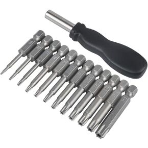 11 Pack Torx Head Screwdriver Bit Set,DanziX 1/4 inch Hex Shank T-6-T40 S2 Steel 3 Inch Long Security Tamper Proof Screwdriver Drill Tool Kit with 1 Manual Handle in Saudi Arabia