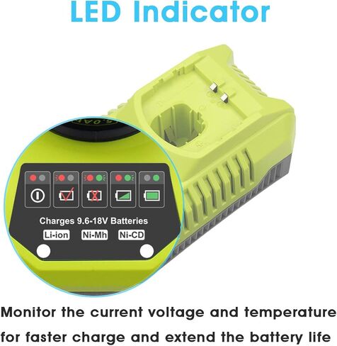 شاحن P117 متوافق مع بطارية Ryobi 18V 14.4V 12V 9.6V ليثيوم Ni-Cd&Ni-Mh P100 P102 P103 P104 P105 P107 P108 P109 P119 P122 in Saudi Arabia