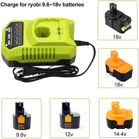 شاحن P117 متوافق مع بطارية Ryobi 18V 14.4V 12V 9.6V ليثيوم Ni-Cd&Ni-Mh P100 P102 P103 P104 P105 P107 P108 P109 P119 P122 in Saudi Arabia