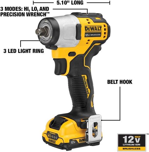 مفتاح ربط الصدمات DEWALT XTREME 12V MAX*، طقم لاسلكي، 3/8 بوصة (DCF902F2) in Saudi Arabia