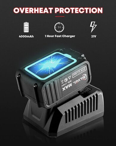 SILVEL Impact Wrench, Cordless Impact Wrench 1/2 inch, Brushless 1/2 Inch Impact Gun, 370 Ft-lbs Max Torque(500N.m), 21V 4.0Ah Li-ion Battery with Fast Charger, 6Pcs Sockets, Electric Impact Driver in Saudi Arabia