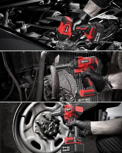SILVEL Impact Wrench, Cordless Impact Wrench 1/2 inch, Brushless 1/2 Inch Impact Gun, 370 Ft-lbs Max Torque(500N.m), 21V 4.0Ah Li-ion Battery with Fast Charger, 6Pcs Sockets, Electric Impact Driver in Saudi Arabia