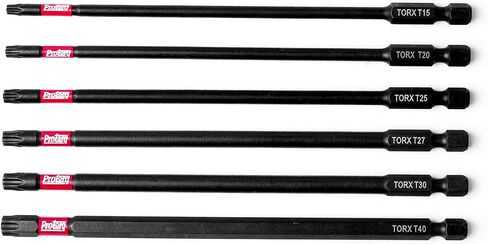 مجموعة لقم تأثير طويلة من Protorq، T15-T40 TORX، طول 6 بوصة، 6 قطع، قوة صناعية، ساق سداسية 1/4 بوصة in Kuwait