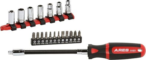 ARES 51000 - Flexible Screwdriver - 1/4-Inch Drive Quick Release Bit Holder Head - Strong and Flexible Shaft - Allows for Access to Tight and Confined Spaces - Socket Adapter Included in Kuwait