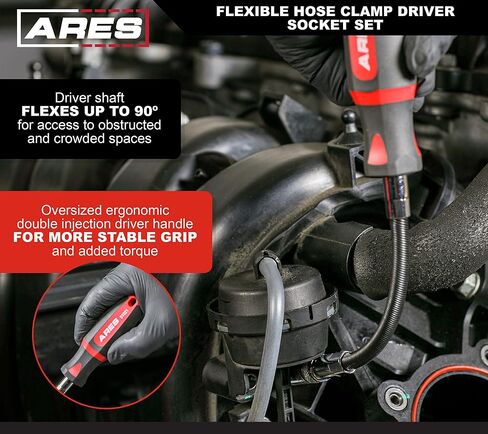 ARES 51000 - Flexible Screwdriver - 1/4-Inch Drive Quick Release Bit Holder Head - Strong and Flexible Shaft - Allows for Access to Tight and Confined Spaces - Socket Adapter Included in Kuwait