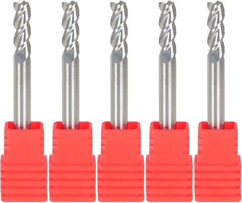 findmall 5Pcs 3/8 Inch Helix Carbide End Mill 3 Flute 1 Inch Length of Cut Fit for Aluminum Cut Non-Ferrous Metal Upcut CNC Spiral Router Bit in Kuwait