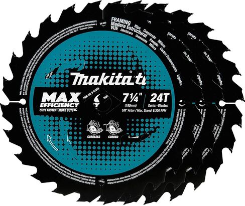 Makita B-61656-3 7-1/4" 24T Carbide-Tipped Max Efficiency Circular Saw Blade, Framing, 3/pk in Saudi Arabia