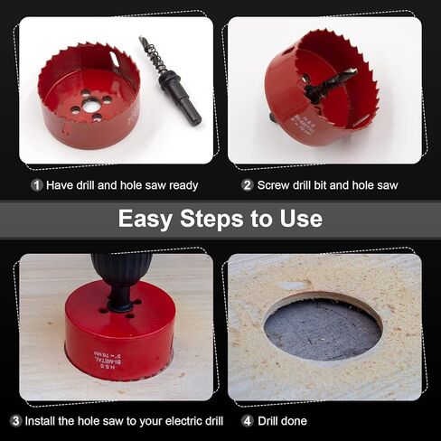 منشار ثقب 3 بوصة، لقمة ثقب منشار ثقب 76 مم من HASA، قاطع الحوائط الجافة مع لقمة ثقب مركزية للخشب واللوح الجصي والبلاستيك والصفائح المعدنية الناعمة in Kuwait