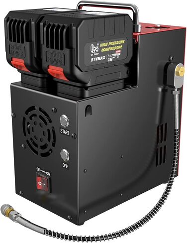 ضاغط هواء GX PUMP PCP L3 4500Psi/320Bar/32Mpa، ضاغط PCP مع بطاريات ليثيوم مزدوجة 18 فولت، ضبط الضغط والإيقاف التلقائي، ضاغط هواء كرة الطلاء، فاصل الزيت والماء المدمج ومروحة التبريد in Kuwait