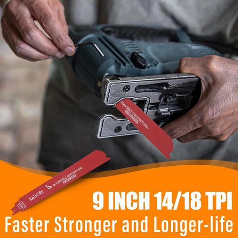 25 حزمة من شفرات المنشار الترددية 9 بوصات 14/18 Tpi لقطع المعادن، شفرات منشار من سبائك الصلب من الكربيد لتفكيك السيارات مع طلاء غير لاصق لتقليل الحرارة والاحتكاك in Kuwait