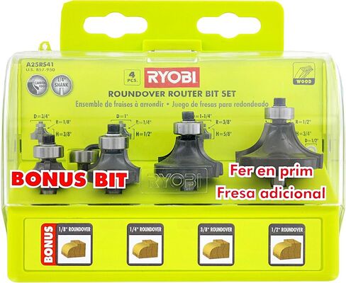 Ryobi A25RS41 4-Piece Roundover Router Bit Set in Saudi Arabia