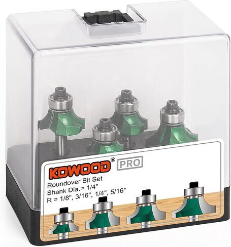 KOWOOD Pro Tongue and Groove Set of 2 Pieces 1/4 Inch Shank Router Bit Set 3 Teeth Adjustable T Shape Wood Milling Cutter in Kuwait