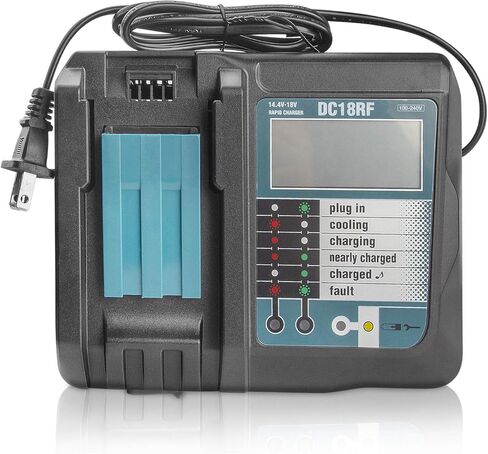 DC18RC 18V بطارية شاحن سريع للغاية لماكيتا 14.4V-18V بطارية ليثيوم BL1415 BL1430 BL1450 BL1440 DC18RD DC18RC DC18RA DC18SF DC18SD 194065-3 194066-1 DA340DRF BDF343 مع شاشة LED، منفذ USB in Kuwait
