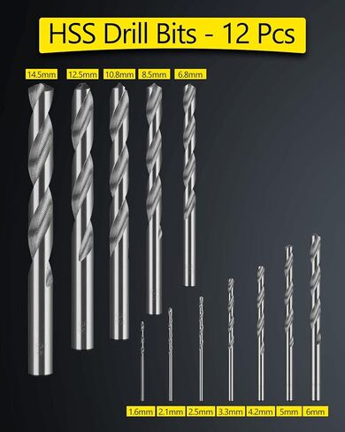 HOTYELL Drill and Tap Set, Metric HSS Taps M2 to M16 with Matching Jobber Length Drill Bits - 24 Pcs in Saudi Arabia