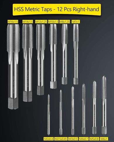 HOTYELL Drill and Tap Set, Metric HSS Taps M2 to M16 with Matching Jobber Length Drill Bits - 24 Pcs in Saudi Arabia