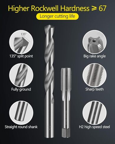 HOTYELL Drill and Tap Set, Metric HSS Taps M2 to M16 with Matching Jobber Length Drill Bits - 24 Pcs in Saudi Arabia