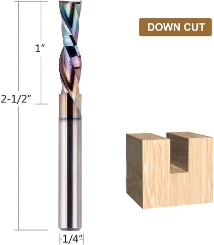 SpeTool 1/4 شانك لأسفل قطع لولبية باستخدام الحاسب الآلي بت التوجيه 1/4 بوصة قطر القطع 1 بوصة طول القطع مع طلاء طويل الأمد لمطحنة نهاية فتحة نقر الخشب in Saudi Arabia