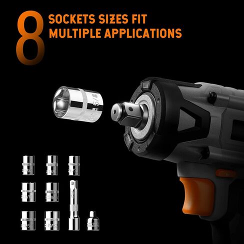 وورك سايت مفتاح ربط لاسلكي 20 فولت 3/8 انش، مسدس امباكت مع بطارية ليثيوم ايون 2.0 امبير، شاحن، 8 قطع مقابس تأثير للسائق، محول 3/8 انش الى 1/4 انش وقضيب تمديد، رمادي in Kuwait