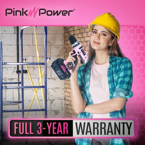 مجموعة مثقاب لاسلكية صغيرة 20 فولت من بينك باور - مجموعة مثقاب وردية للنساء، مثقاب كهربائي، طقم مثقاب كهربائي وردي مع بطارية وشاحن ولقم - مجموعة أدوات مثقاب تعمل بالبطارية - مثقاب لاسلكي وردي ليثيوم أيون in Kuwait