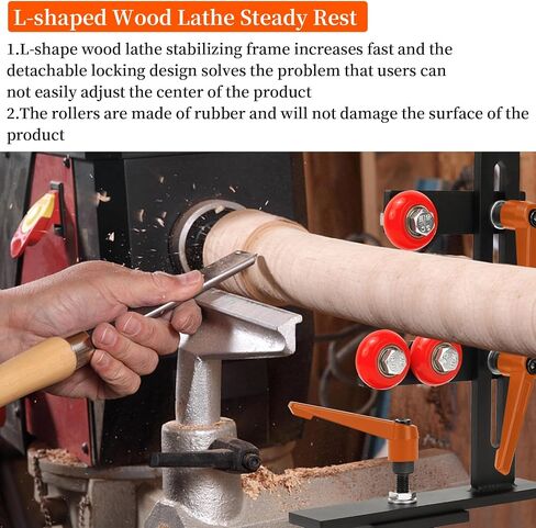 Wood Lathe Steady Rest, JAZORR L Shape Woodworking Steady Rest, Lathe Tool Rest,Wood Lathe Tools, Wood Lathe Tools and Accessories with Three Metal Fixing Wheels (Black) in Saudi Arabia
