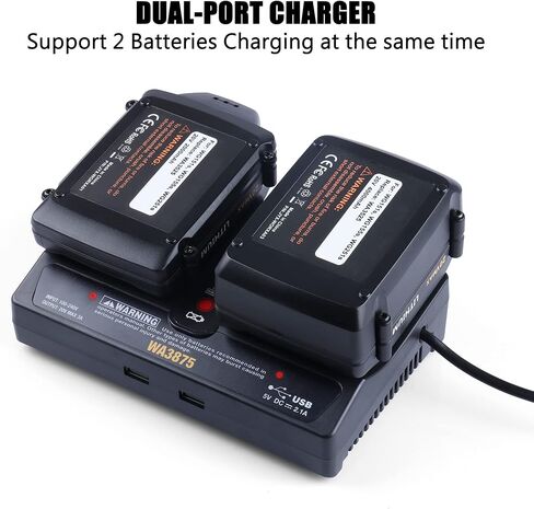 استبدال شاحن 20 فولت WA3875 لشاحن بطارية Worx 20 فولت WA3770 ثنائي المنفذ مع مؤشر LED، متوافق مع بطارية ليثيوم أيون Worx 20 فولت WA3520 WA3525 WA3575 WA3578 WA3512 WA3522 WA3671 in Kuwait