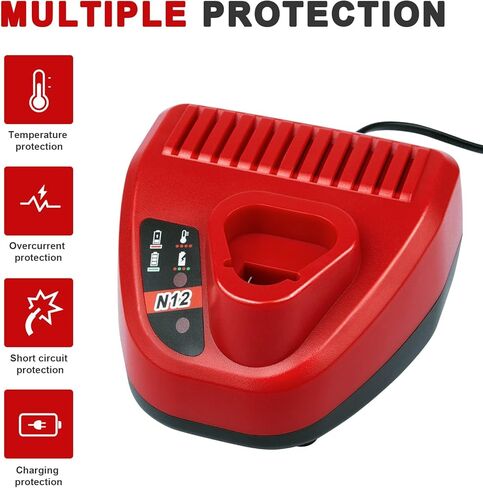 يتوهم شراء استبدال شاحن لشاحن بطارية ميلووكي M12 48-59-2401، متوافق مع بطارية ليثيوم أيون Mil M-12 بطارية 12 فولت 48-11-2402 48-11-2411 48-11-2412 48-11-2420 48-11 -2460 in Kuwait
