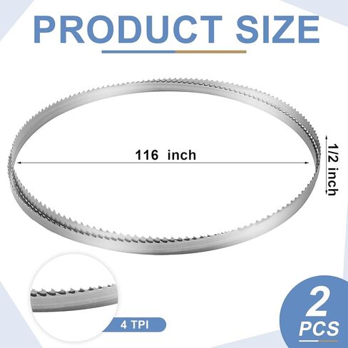 Therwen 2 Pcs Bandsaw Blades 116 x 1/2 Inches x 4 TPI Band Saw Blades High Carbon Steel Bandsaw Blades for JWBS-14SFX Bandsaws in Saudi Arabia