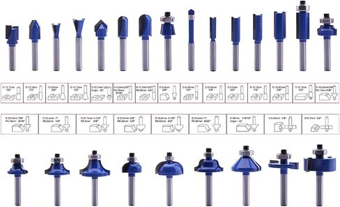 LU&MN Carbide Tipped Router Bits (15 PCS) with 1/4" Shank, Wood Milling Saw Cutter , All Purpose (Woodworking Tools for Home Improvement and DIY) in Saudi Arabia