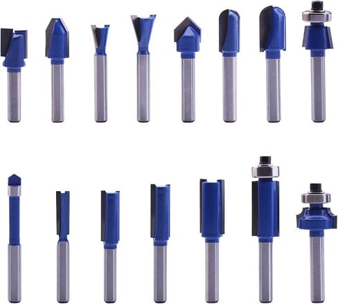 LU&MN Carbide Tipped Router Bits (15 PCS) with 1/4" Shank, Wood Milling Saw Cutter , All Purpose (Woodworking Tools for Home Improvement and DIY) in Saudi Arabia