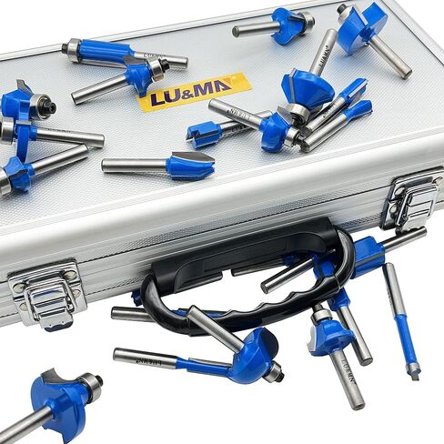 LU&MN Carbide Tipped Router Bits (15 PCS) with 1/4" Shank, Wood Milling Saw Cutter , All Purpose (Woodworking Tools for Home Improvement and DIY) in Saudi Arabia