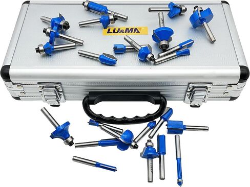 LU&MN Carbide Tipped Router Bits (15 PCS) with 1/4" Shank, Wood Milling Saw Cutter , All Purpose (Woodworking Tools for Home Improvement and DIY) in Saudi Arabia