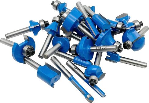 LU&MN Carbide Tipped Router Bits (15 PCS) with 1/4" Shank, Wood Milling Saw Cutter , All Purpose (Woodworking Tools for Home Improvement and DIY) in Saudi Arabia