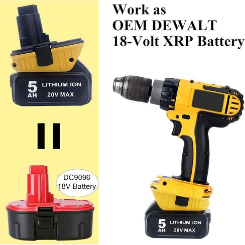 18V to 20V Battery Adapter Replacement for DEWALT DCA1820, for Dewalt 20V MAX Lithium Battery DCB203 DCB204 DCB205 DCB206 Convert to Dewalt 18Volts NiCad&NiMh battey DC9096 DW9096 DC9098 DW9099 in Saudi Arabia