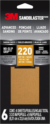 3M Sandblaster Sandpaper with No-Slip Grip Backing, Gold, 3-2/3 in. x 9 in., 320 Grit, 6 Sheets/Pack in Saudi Arabia
