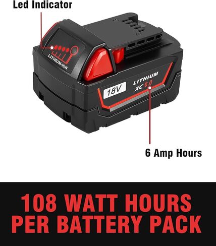 4 عبوات بديلة من Bslite لبطارية Milwaukee M18 6.0Ah 48-11-1862 متوافقة مع أدوات بطارية Milwaukee 18V والشاحن (أسود) in Kuwait
