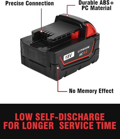 4 عبوات بديلة من Bslite لبطارية Milwaukee M18 6.0Ah 48-11-1862 متوافقة مع أدوات بطارية Milwaukee 18V والشاحن (أسود) in Kuwait